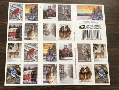 #ad 20 USPS Winter Scenes Snowy Stamp Holiday Celebrations Wedding Scott #5541b $11.95