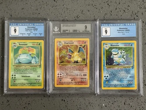 Pokemon Base Set 2 - Charizard (BGS 9) /Blastoise & Venusaur (CGC 9) - Trio Big3