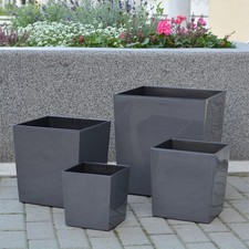 Blumenkübel Hochglanz Pflanzkübel glänzend Blumentopf Pflanzeinsatz SET 2Farben