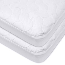 2 Pack Mini Crib Mattress Cover - Soft Quilted  Waterproof Protection
