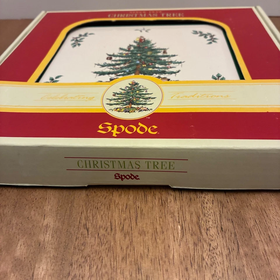 Spode Christmas Tree Wooden Trivet Square 8" In Box Vintage Holiday Decor Winter - Image 3 of 4
