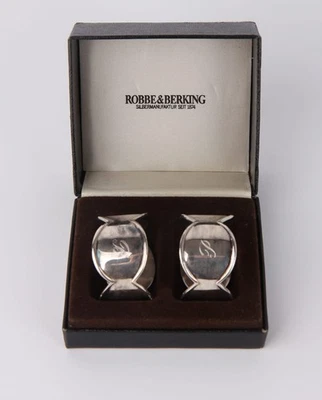 Robbe & Berking Serviettenringe mit Silberauflage Monogramme B + P - Bild 1 von 2