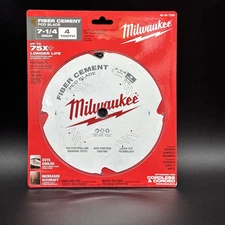 Milwaukee 7-1/4" (4 Tooth) FIBER CEMENT PCD Saw Blade - Item 48-40-7000