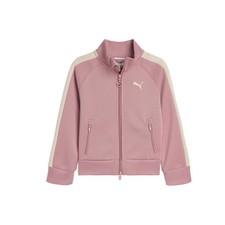 PUMA T7 Foundations Heavy Pique Full Zip Track Jacket Youth Girls Pink Casual At