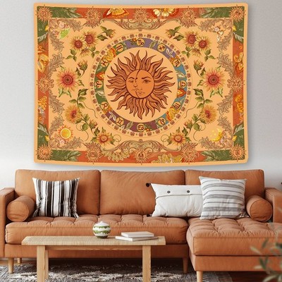 Accnicc Yellow Sun and Moon Tapestry Vintage Indie Boho 60