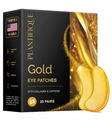 PLANTIFIQUE 24K Gold Under Eye Patches 20 Pairs 1 Count (Pack of 20), 20 