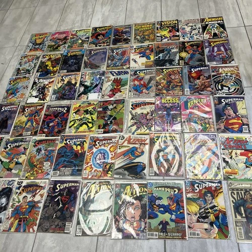 Lot Of 54 Vintage Comics Superman, Transformers, Avengers, Thing
