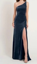 Jenny Yoo Women's Dress UK Size 14 (US8) Cybill Midnight Blue Velvet Dress. NEW.