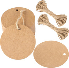 Round Gift Tags with String-2.5 Inches Blank Circle Kraft Paper Tags 100 PCS Lar