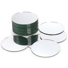 Suwimut Set of 40 Round Mirror Candle Plate 12.5cm/5 inch Small Round Mirror