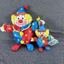 Russ Berrie Clown Plush Set Corky Polka Dot Dolls 14 9 Vintage Circus