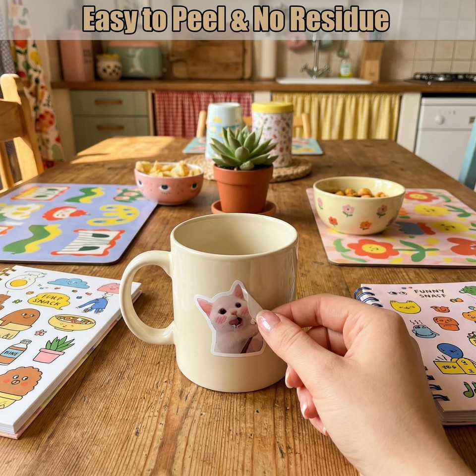 100 PCS Funny Cat Meme Stickers, Waterproof Vinyl Cute Kitten Decals ...