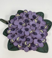 Rolf  s Ornate Leather Change Purse / Wallet Purple Green Flower
