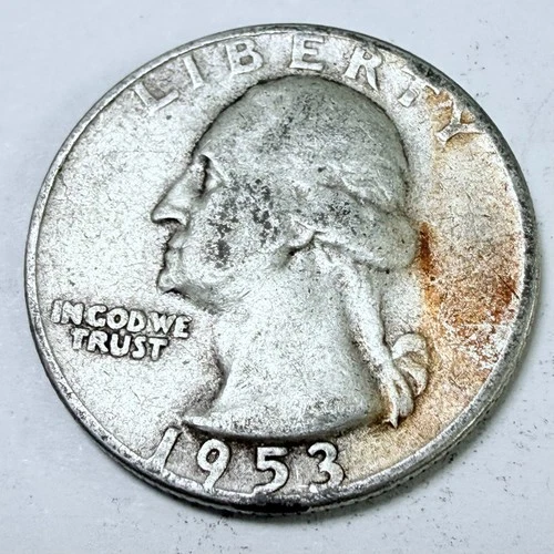 1953 D Washington Quarter 90% Silver Circulated Coin Free Shipping #7630