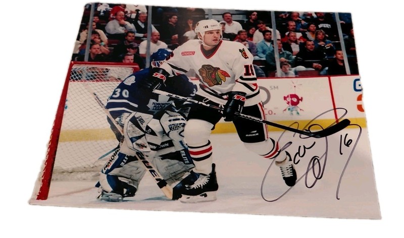 Eddie Olczyk Vintage Blackhawks Photo