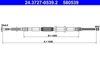 NEU - ATE 24.3727-0539.2 Seilzug, Feststellbremse Passend FüR Fiat