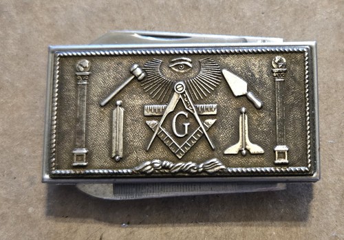 Vintage Masonic Money Clip Masons Knife Hong Kong Freemason S17