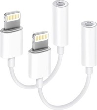  Apple MFi Certified 2 Pack Lightning to 3.5 mm White/Lightning 2Pack