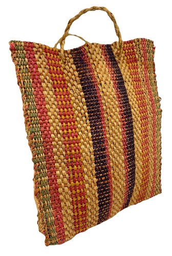 Natural Fiber Tote Bag Multicolor Handwoven Boho Market Shopper X Large EUC
