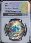 1899-O Morgan Silver Dollar NGC MS64 Monster Rainbow Toned Coin Eye Candy Series