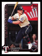 2025 Topps Update #US205 Blaine Crim RC Texas Rangers Baseball Card