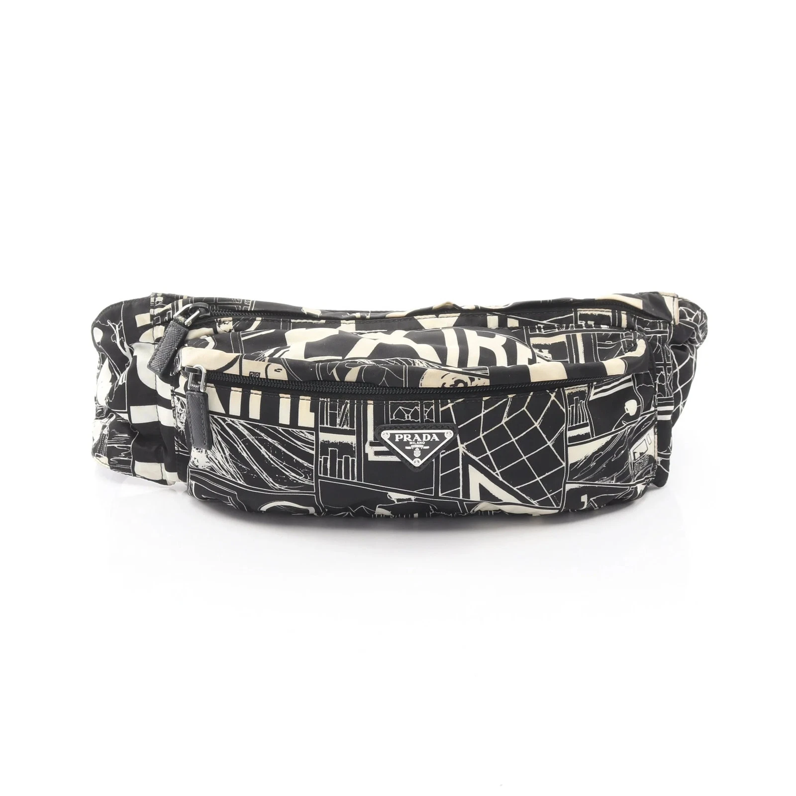 Prada — Prada TESSUTO COMICS Body Bag Black Leather #RCB2838