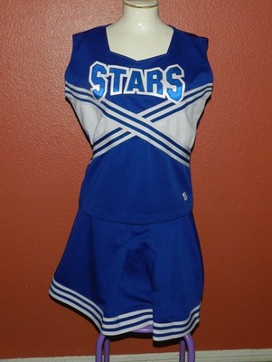 Cheerleading.com Royal Blue ''Stars'' Cheerleader Uniform Top & Skirt Size A3L