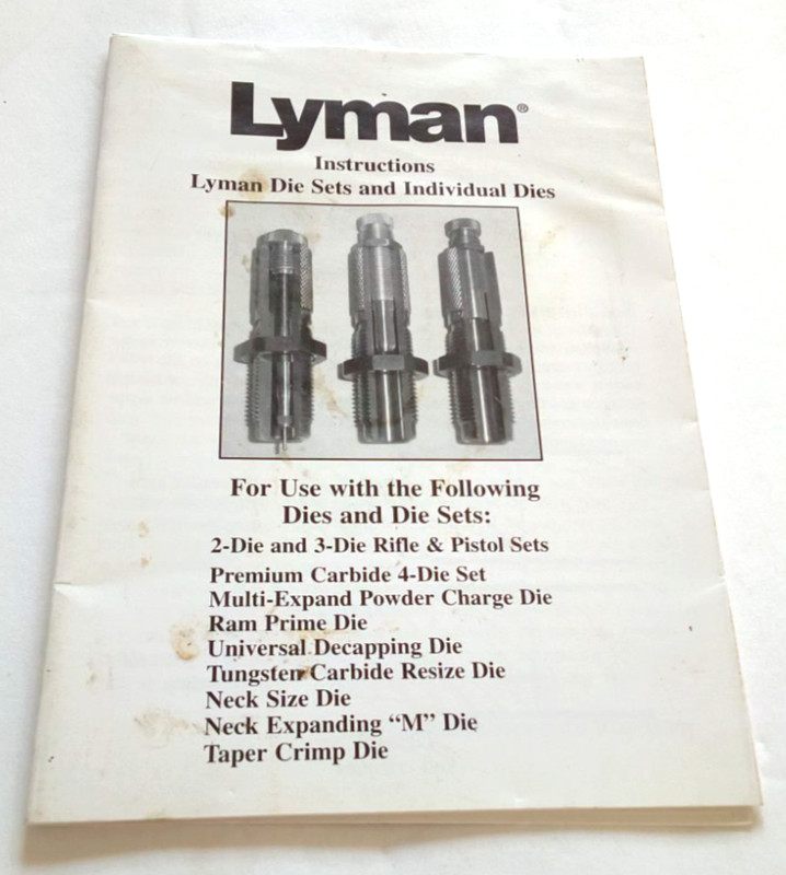 LYMAN Instructions for Lyman Die Sets and Individual Dies