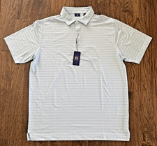FootJoy NWT Men's Large Golf Polo Shirt BL Stripe Shirt Powder Blue 33344 NWT