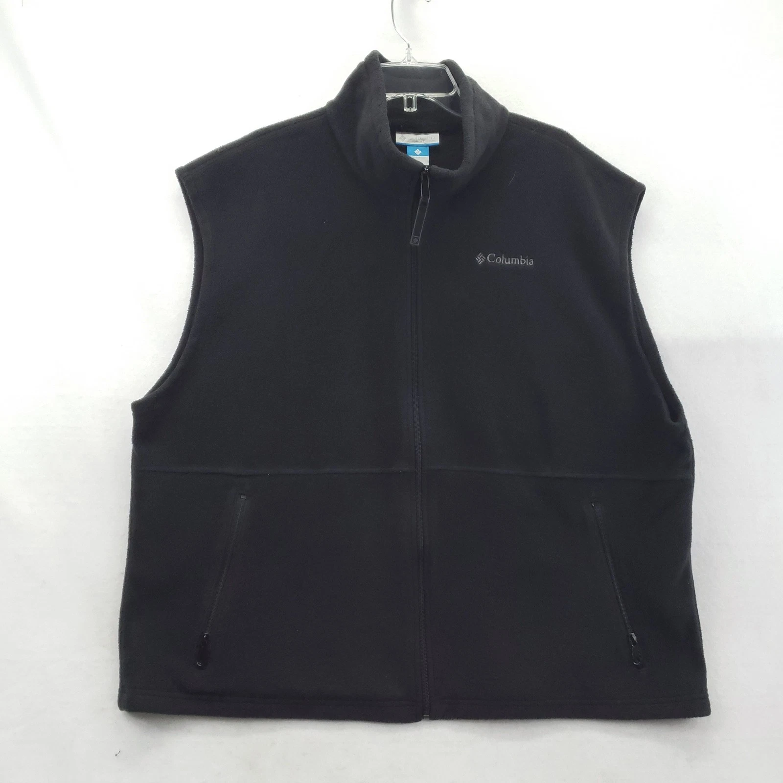 Columbia Fleece Vest Mens 2XL Black Full Zip Sleeveless Outdoor Pockets Hiking