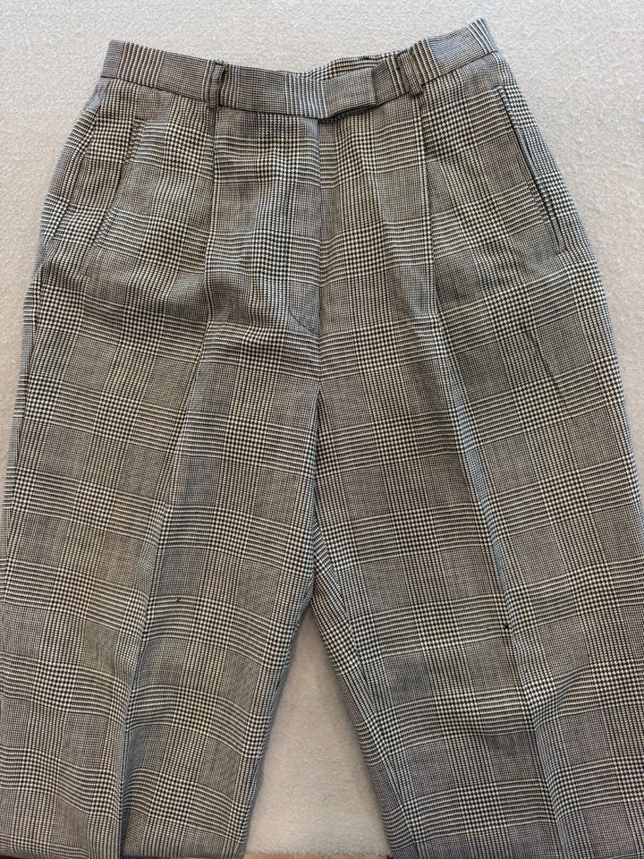 Lauren Ralph Lauren Pure Wool Vintage Pants Womens 8 Herringbone Check Pleated - Image 2 of 4