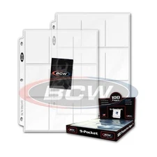 50 - 9 Pocket Card / Page Protectors BCW Pro9T Coupons - fits 3 ring binders