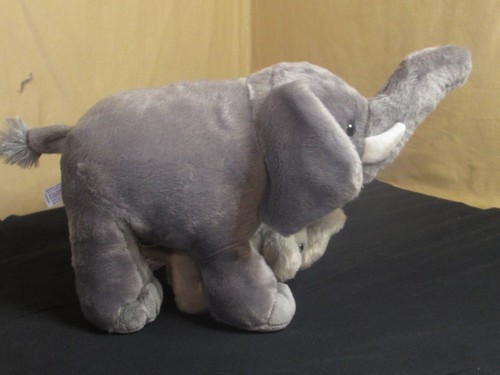 NWT Aurora Gray Elephant & Baby Stuffed Animal Plush Adorable Toys 15" - Picture 4 of 9