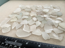 R8146 Genuine Surf Tumbled Sea Glass/Clear Snow-Frosted Beach Glass 8oz Approx.