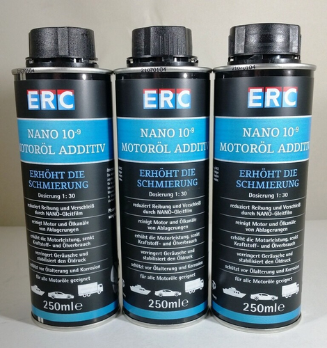 3x ERC NANO 10-9 Motoröl-Additiv – 250 Ml, Nano-Beschichtung, Reduziert Reibung & Verschleiß
