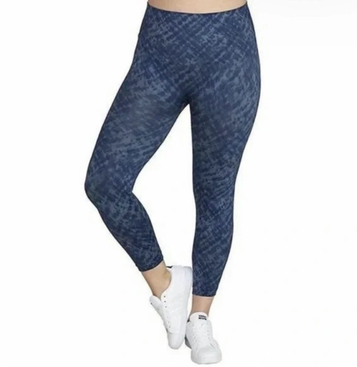 Spanx Cropped Look-At-Me-Now Seamless Leggings in Indigo Watercolor Size M