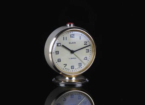 Sowjetische Vintage Mechanische Uhr SLAVA Tischuhr UdSSR - Bild 2 von 8