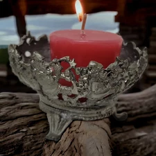 Papel Freelance Pewter Votive Candle Holder Christmas Santa Carrying Toy Bag