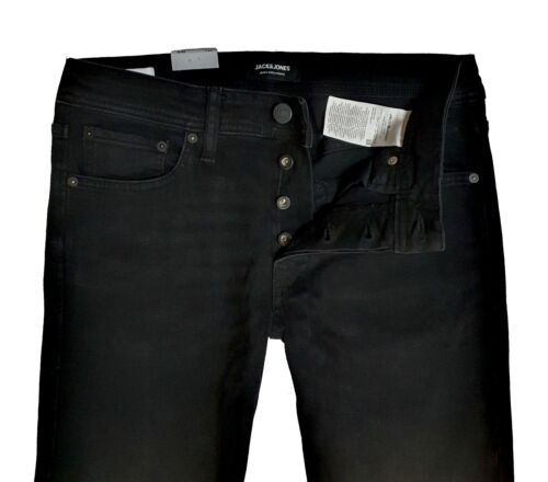 JACK & JONES Mens Black Denim Jeans Pants Glenn Men with Stretch Topware NEW - Picture 1 of 4