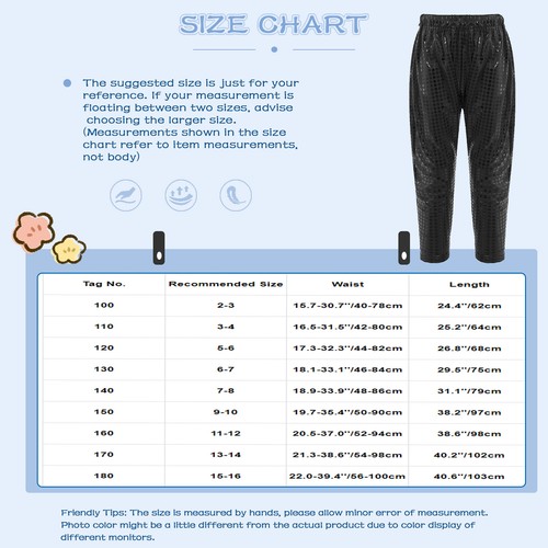 Kids Sequined Pants Shiny Sequins Dance Clothing Costume Wetlook Trousers Jazz - Picture 15 of 50