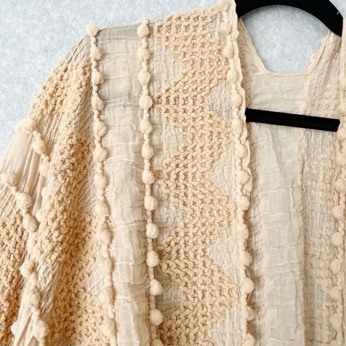 Boutique Women's Solid Beige Soft Chenille Crochet Ruana Cape Shawl One Size - Picture 4 of 9