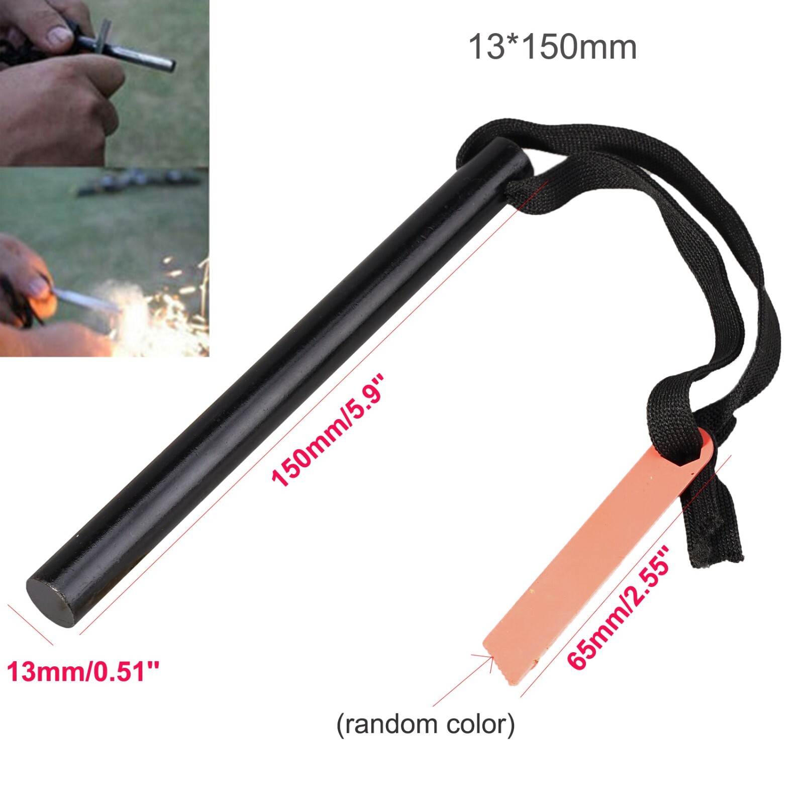 1PCS Steel Striker Kit Camping Flint Fire Starter Primitive Starter BBQ Light