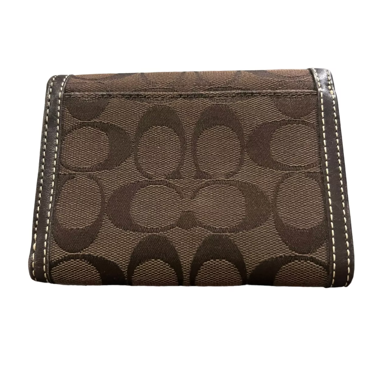 Coach Signature Canvas Tri Fold Wallet Brown eBay