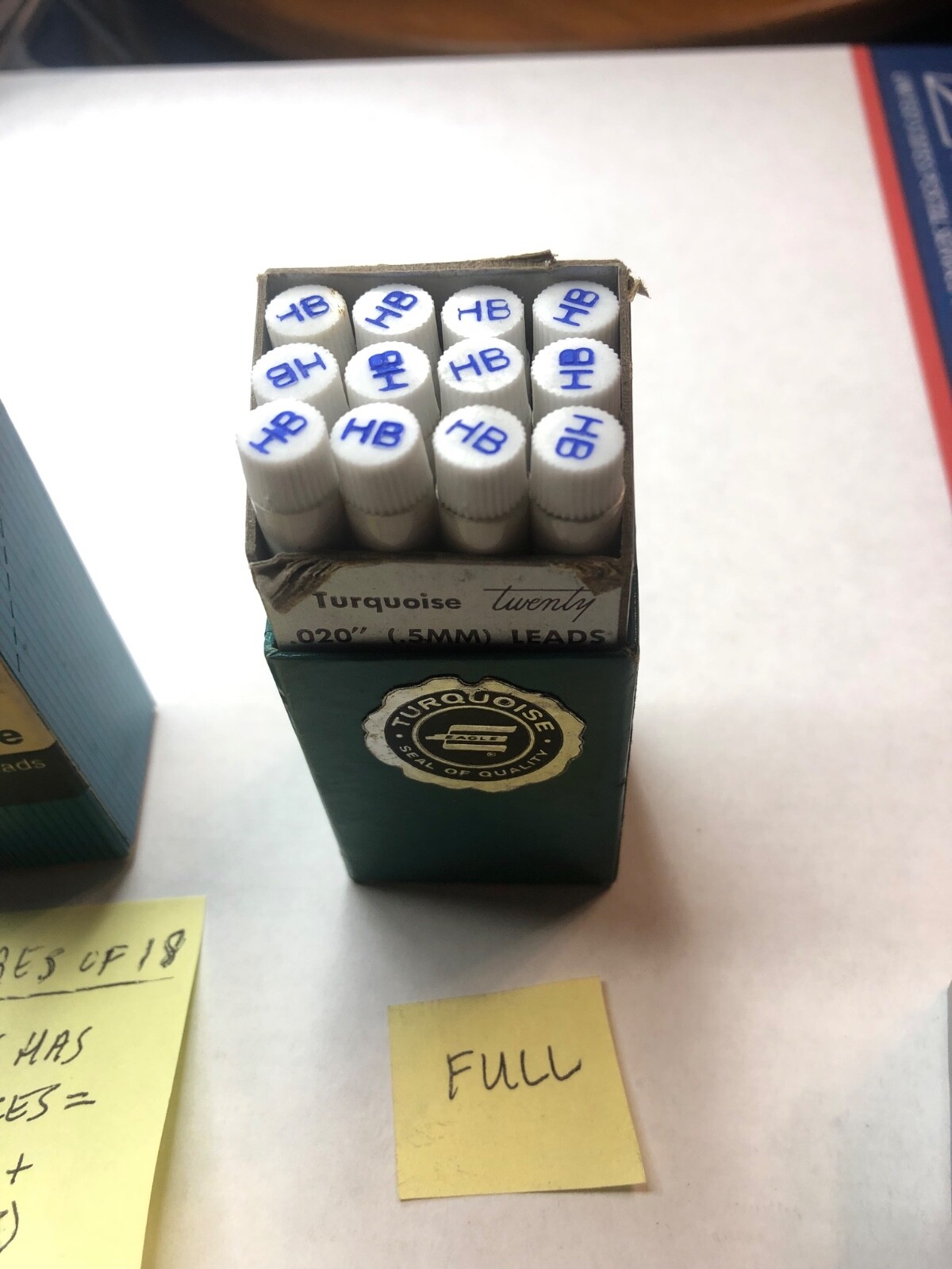 Vintage Eagle Turquoise “twenty” HB Pencil Leads from Dad’s Estate.