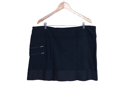 Athleta Womens Black Skort Skirt Plus Size 1X Zip Pockets Nylon 