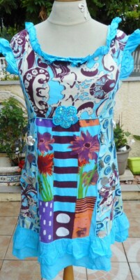 Robe Tunique De Plage Favolook Blanche Et Bleue Taille S - Neuf Avec étiquettes