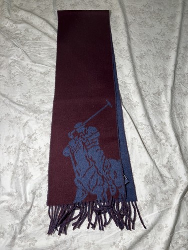 POLO RALPH LAUREN SCIARPA UOMO LANA REVERSIBILE MADE IN ITALY NUOVA CON ETICHETTE GRANDE PONY - Foto 6 di 8