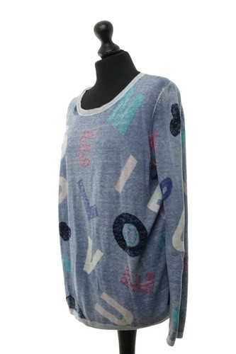oui Damen Pullover Pulli M blau hellblau leicht Rundhals Feinstrick - Bild 3 von 5