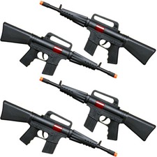 Set of 4 - Black Gun Toy, M-16, CAR-15, Sounds, No Battery Needed, 16 Inches