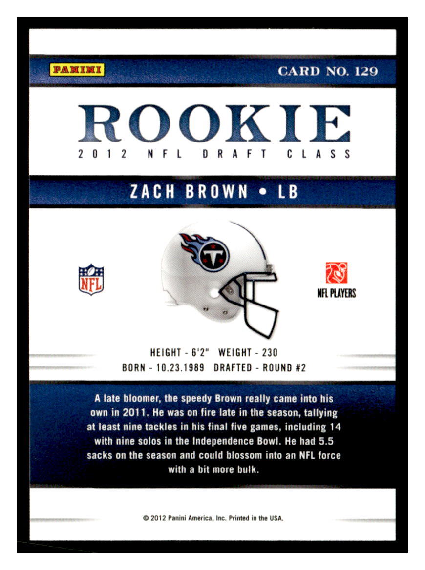 ZACH BROWN 2012 PANINI ELITE /999 129 | eBay